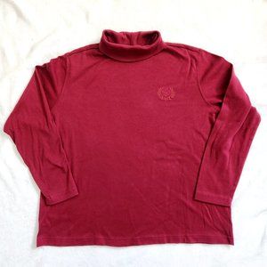 Vintage Blair Red Embroidered Fleur de Lis Turtleneck Sweater // XL